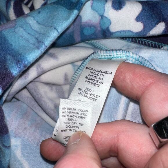 Chicos Weekends XL (3) Baby Fleece Tulip Hem LS Shirt White Blue Purple NWT - Picture 7 of 10